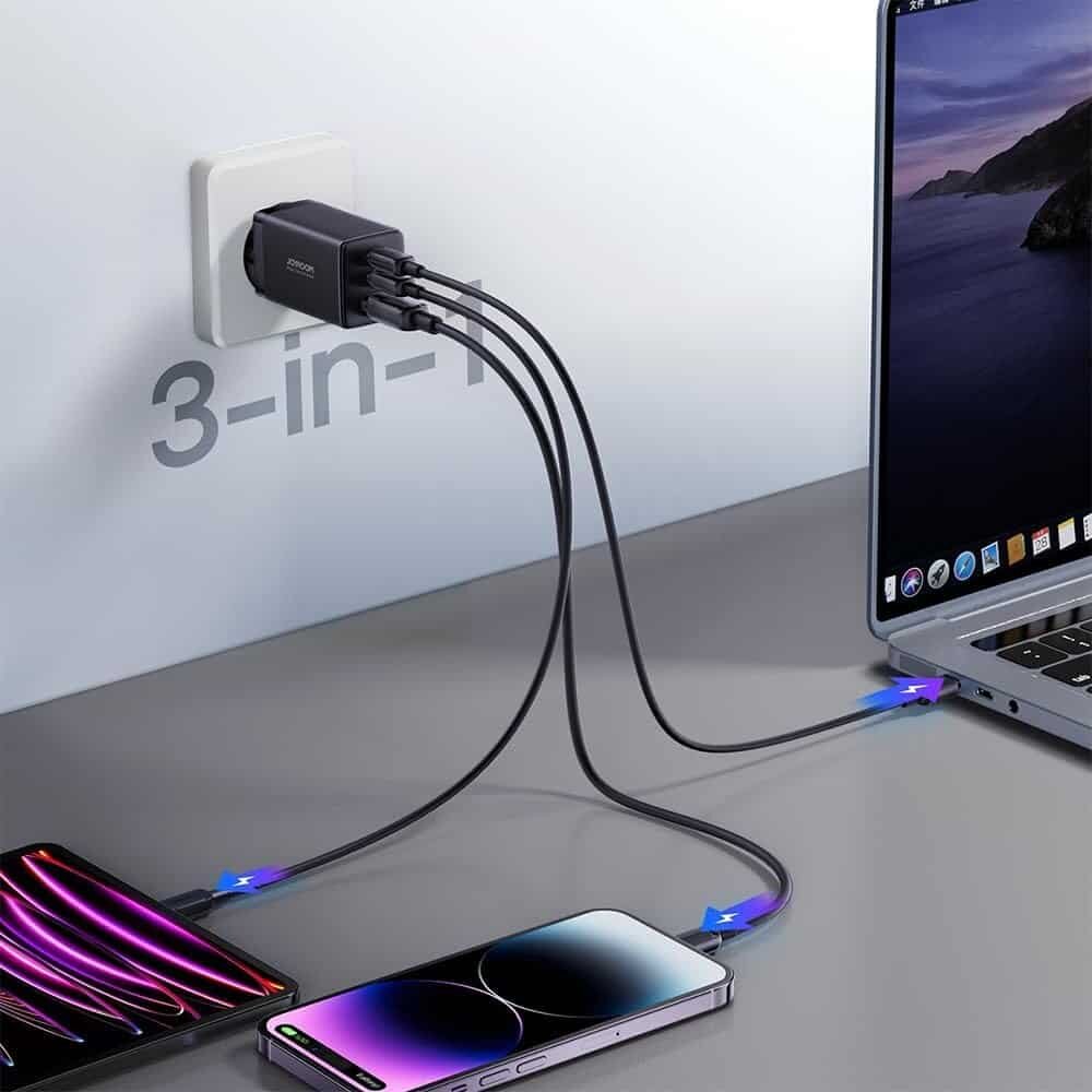 Picture of Joyroom JR-TCG01 GaN Ultra 65W 2C1A Fast Charger+100W C to C 1.2m Cable
