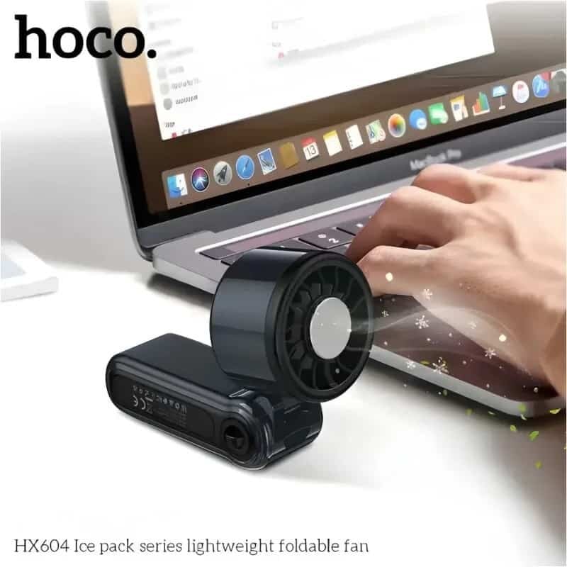 Picture of Hoco HX604 Ice-Cool & Dual Cooling Lightweight Foldable Fan – 3000mAh Battery