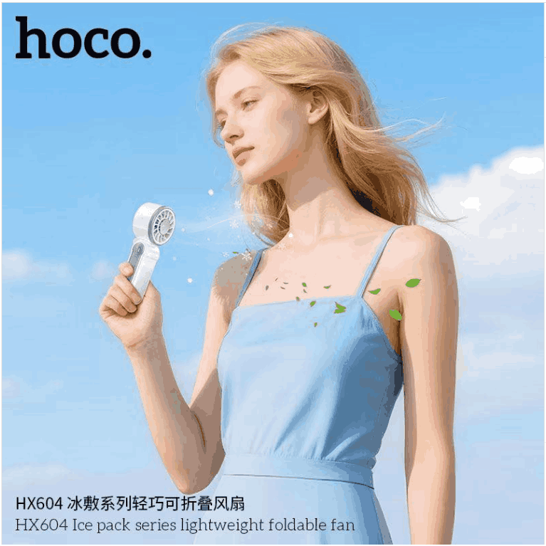 Picture of Hoco HX604 Ice-Cool & Dual Cooling Lightweight Foldable Fan – 3000mAh Battery