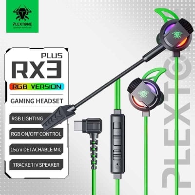 Picture of Plextone RX3 Plus Type C RGB Gaming Earphones Bass Wired In-Ear Headset with Dual Mic