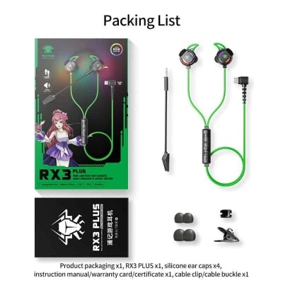 Picture of Plextone RX3 Plus Type C RGB Gaming Earphones Bass Wired In-Ear Headset with Dual Mic