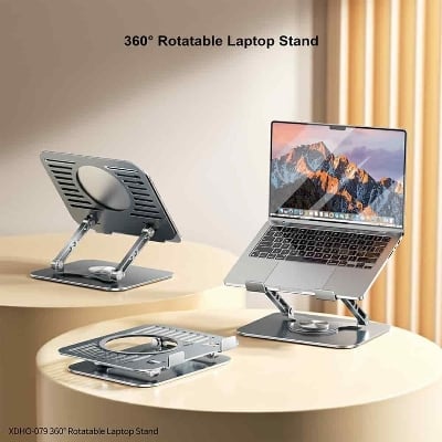 Picture of XUNDD XDHO-079 Hollow Out Laptop Stand 360 Degree Rotatable Foldable Carbon Steel Desktop Notebook Bracket – Grey