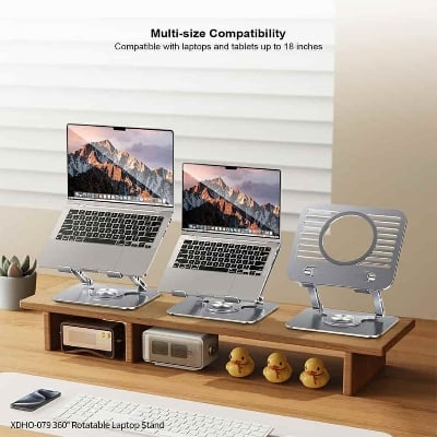Picture of XUNDD XDHO-079 Hollow Out Laptop Stand 360 Degree Rotatable Foldable Carbon Steel Desktop Notebook Bracket – Grey