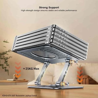 Picture of XUNDD XDHO-079 Hollow Out Laptop Stand 360 Degree Rotatable Foldable Carbon Steel Desktop Notebook Bracket – Grey