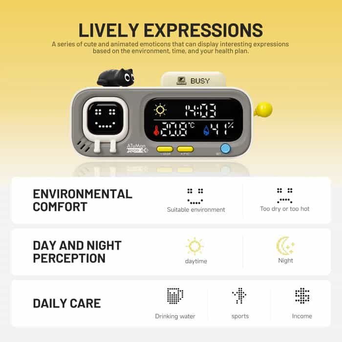 Picture of Xaiomi ATuMan MOOD A Retro Pixel Style Smart Thermohygrometer Cute Desk Digital Smart Temperature and Humidity Clock