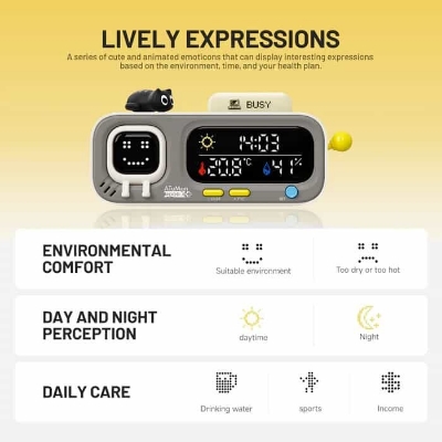 Picture of Xaiomi ATuMan MOOD A Retro Pixel Style Smart Thermohygrometer Cute Desk Digital Smart Temperature and Humidity Clock