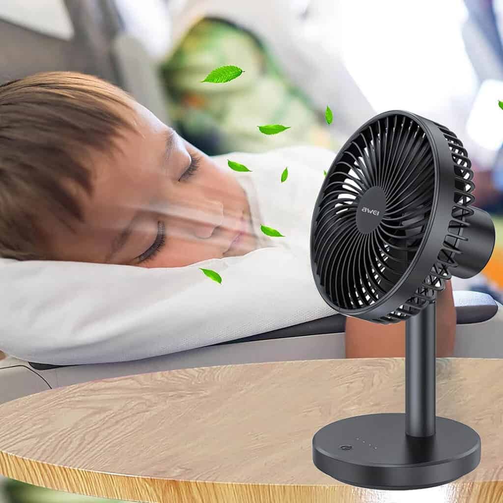 Picture of Awei F30 Mini Portable Rechargeable Desk Stand Fan - 3600mAh Battery
