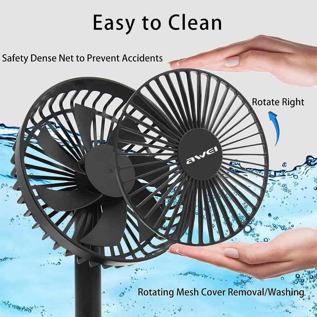 Picture of Awei F30 Mini Portable Rechargeable Desk Stand Fan - 3600mAh Battery