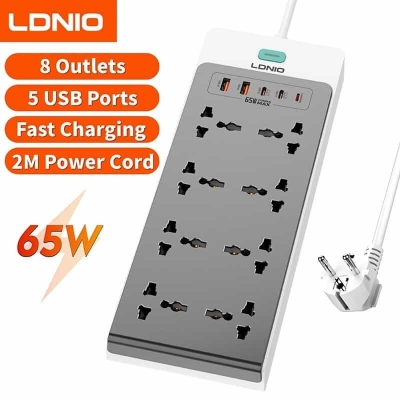 Picture of LDNIO SC4 65W PD GaN Desktop Power Strip 13 in 1 Multi Port 2500W High Power Multi Device Charging Power Strip Extension Socket