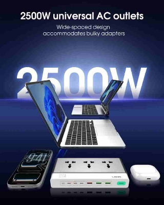Picture of Ldnio SC3 10-in-1 100W GaN Desktop Power Strip 2500W AC Outlets