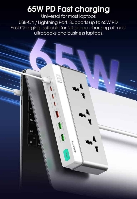 Picture of Ldnio SC3 10-in-1 100W GaN Desktop Power Strip 2500W AC Outlets