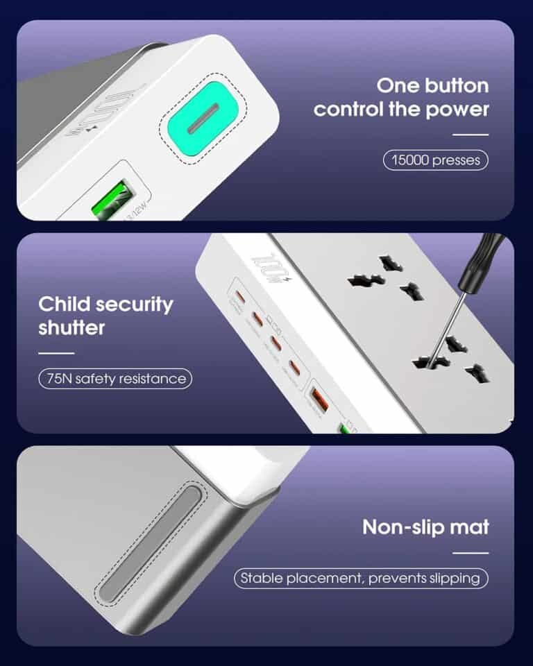 Picture of Ldnio SC3 10-in-1 100W GaN Desktop Power Strip 2500W AC Outlets