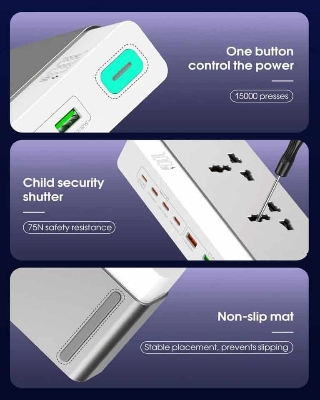 Picture of Ldnio SC3 10-in-1 100W GaN Desktop Power Strip 2500W AC Outlets