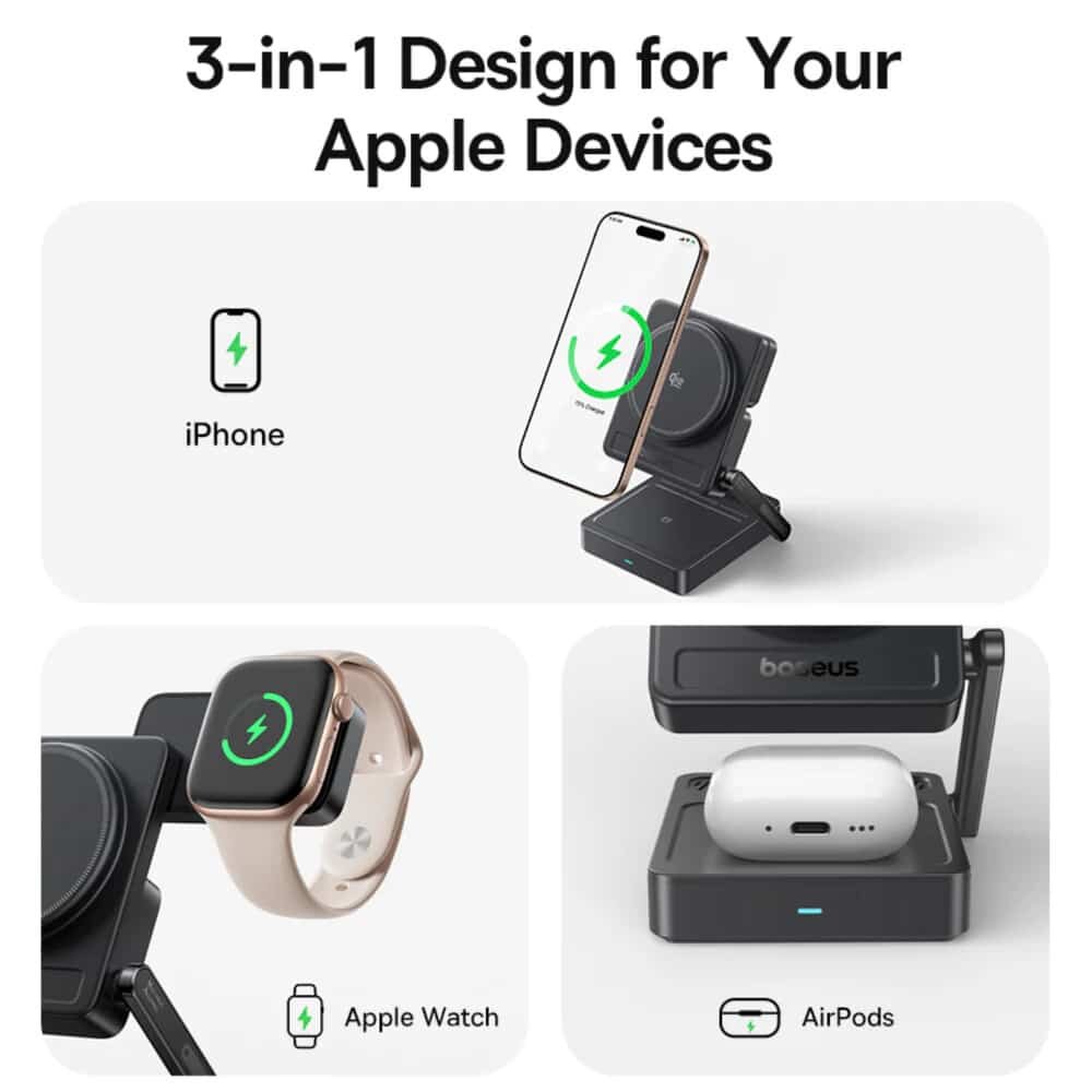 Picture of Baseus PicoGo 35W 3-in-1 Qi2.2 Wireless Charger (AF21) For Apple Charging Station