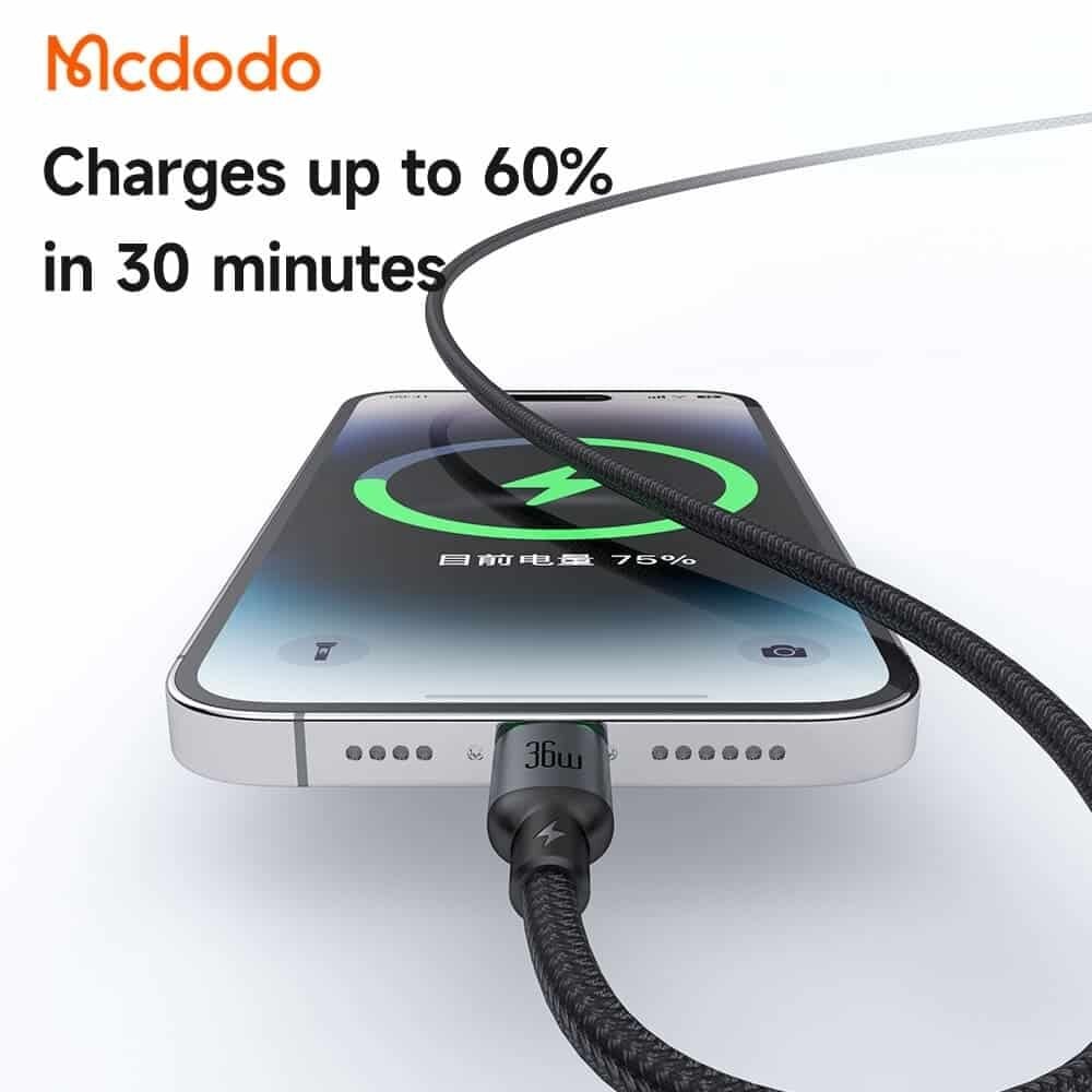 Picture of Mcdodo CA-669 Cable Luma 36W PD Type-C to iPhone Charging Cable With LED Charging Indicator 1M/2M Cable