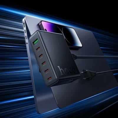 Picture of Hoco C152A 70W PD 6-Port Desktop Charger | 5 USB-C + 1 USB-A Fast Charger