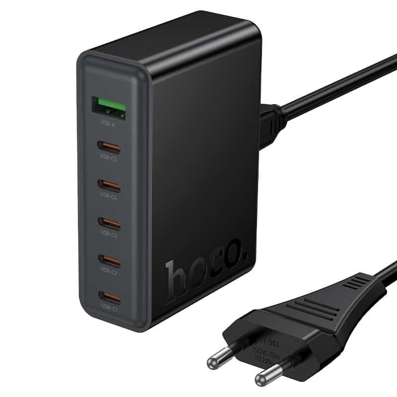Picture of Hoco C152A 70W PD 6-Port Desktop Charger | 5 USB-C + 1 USB-A Fast Charger