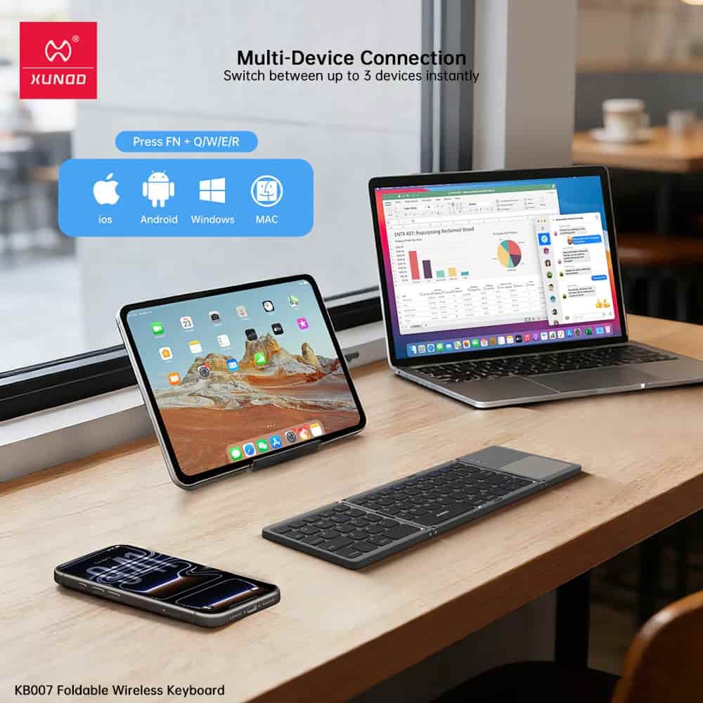 Picture of XUNDD KB007 Folding Wireless Keyboard Tri-fold design With Built-in Touchpad