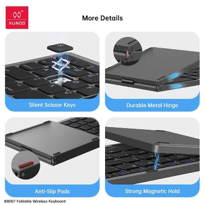Picture of XUNDD KB007 Folding Wireless Keyboard Tri-fold design With Built-in Touchpad