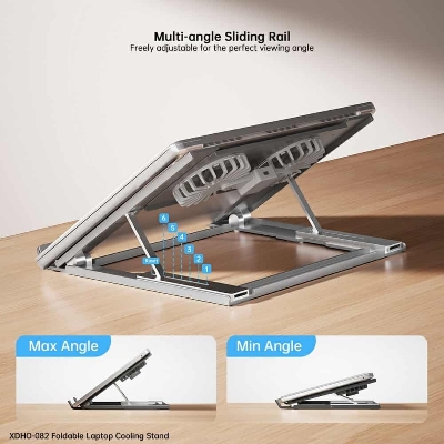 Picture of XUNDD XDHO-082 Laptop Cooling Stand with Dual Fans RGB Lighting Foldable Notebook Bracket