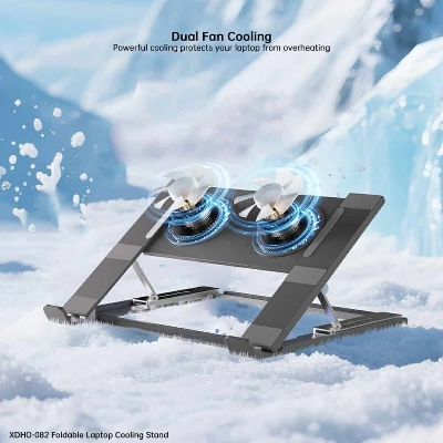 Picture of XUNDD XDHO-082 Laptop Cooling Stand with Dual Fans RGB Lighting Foldable Notebook Bracket
