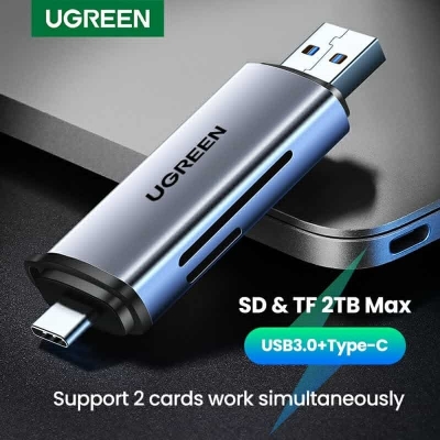 Picture of Ugreen CM185 Card Reader Dual Output USB-A & Type-C to SD TF Card Reader
