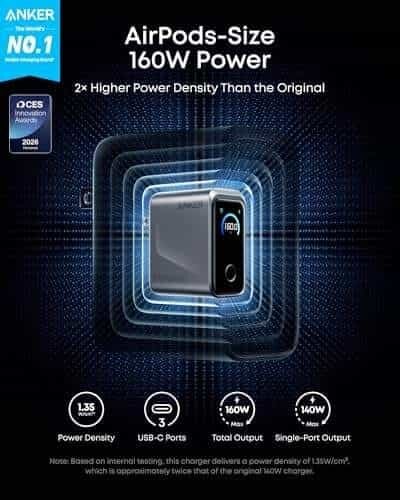 Picture of Anker A2687 Prime Charger (160W, 3 Ports, Smart Display)