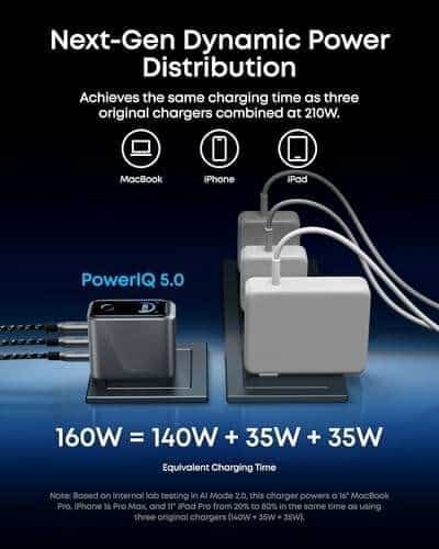 Picture of Anker A2687 Prime Charger (160W, 3 Ports, Smart Display)