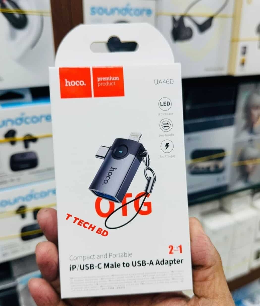 Picture of Hoco UA46D 2in1 iP/USB-C Male To USb-A Adapter