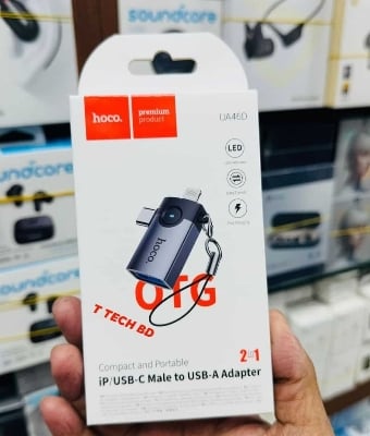 Picture of Hoco UA46D 2in1 iP/USB-C Male To USb-A Adapter
