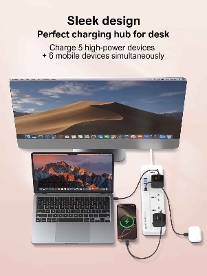 Picture of LDNIO SC5614C 5 Way Outlets Power Strip USB-A 3, USB-C3, 2500 Watt Power Supply