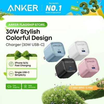 Picture of Anker Zolo PD 30W Charger Ice-Cooled Fast Charging Slim Compact Wall Charger (A2698)
