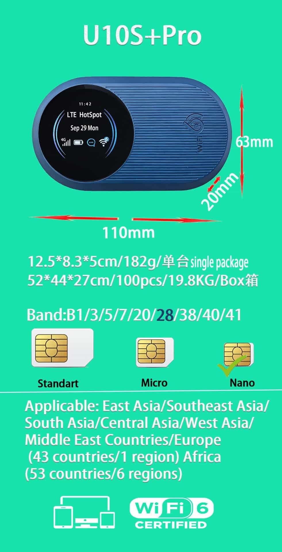 Picture of VEMO U10S Pro WiFi 6 Hotspot Wireless 4g Router With Sim Card Slot