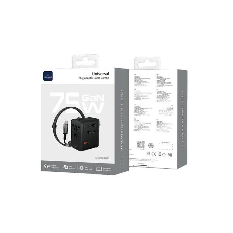 Picture of WiWU Wi-UA015 GaN 75W Universal Travel Adapter With 60w Cable Combo