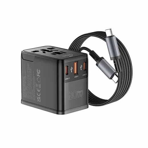 Picture of WiWU Wi-UA013 GaN 20W Universal Travel Adapter With 60w Cable Combo