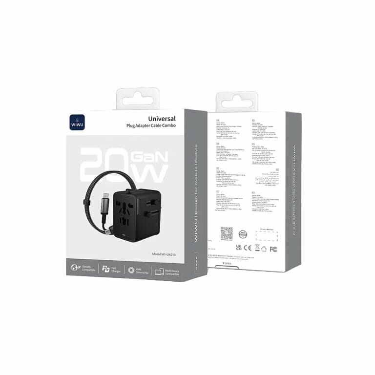 Picture of WiWU Wi-UA013 GaN 20W Universal Travel Adapter With 60w Cable Combo