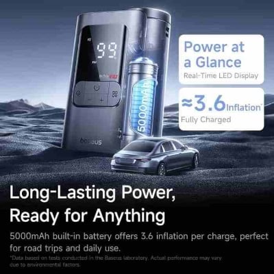 Picture of Baseus GoTrip VA1 Super Mini Wireless Inflator Pump 82W – 5000mAh Battery