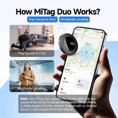 Picture of MiLi MiTag Duo Item Finder Anti Lost Tracker for iOS or Android Smart Locator Tag