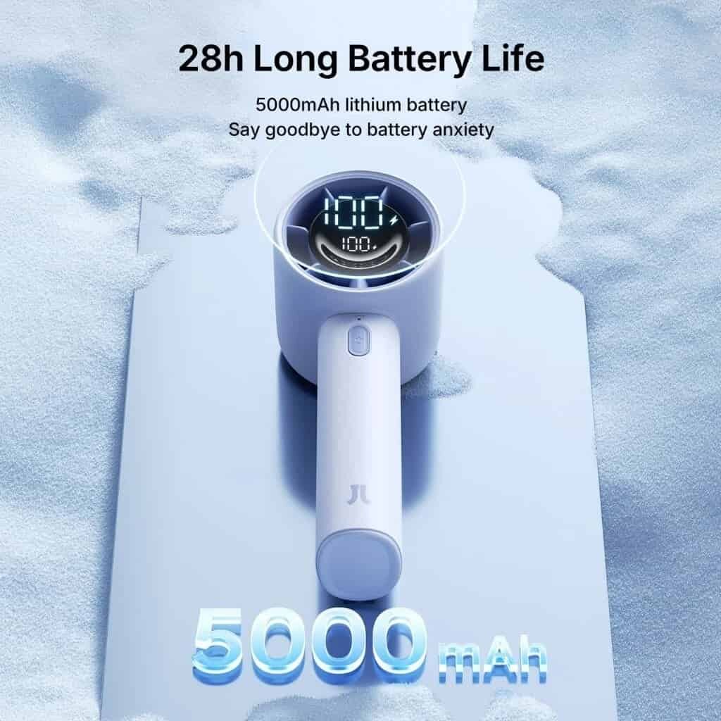 Picture of JISULIFE Portable Handheld Mini Fan Life10s, 5000mAh Battery Long Lasting Power, 5 Wind Speeds, Summer Essential