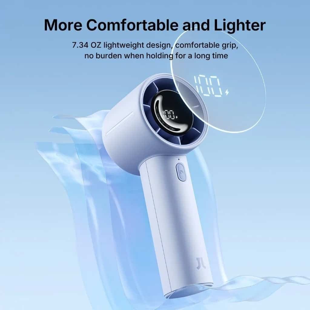 Picture of JISULIFE Portable Handheld Mini Fan Life10s, 5000mAh Battery Long Lasting Power, 5 Wind Speeds, Summer Essential