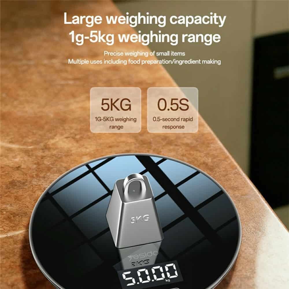 Picture of YESIDO MG43 Kitchen Digital Scale Precision Weighing LCD Display Digital Scale Support 1-5kg Capacity