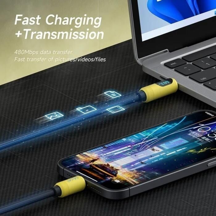 Picture of Hagibis SX03S USB C to USB C Cable with LED Display Type C Fast Charger Cable PD 240W Charging Cord for iPhone 16 17 Pro Macbook Pixel - 1 Meter