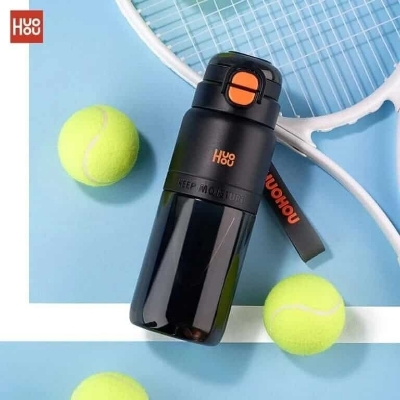Picture of Huohou 750mL Large Capacity Water Bottle Motivational Leak Proof Portable Reusable Plastic Drink Cups for Outdoor Sports Fitness