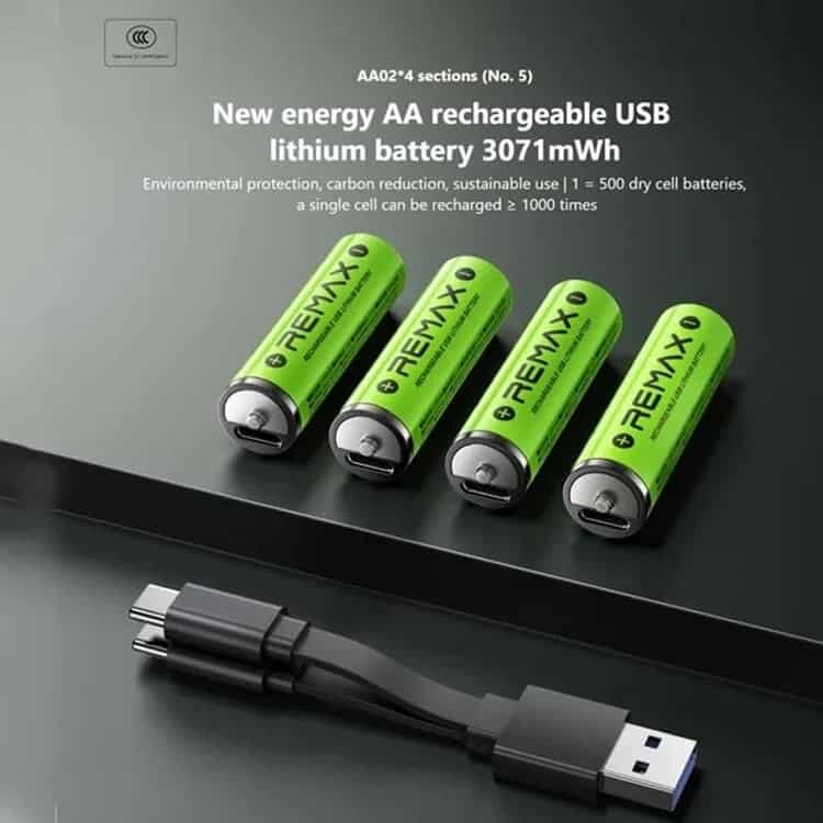 Picture of REMAX AA02 New Energy AA Rechargeable USB Lithium Battery 3071mWh (2pcs/4Pcs)