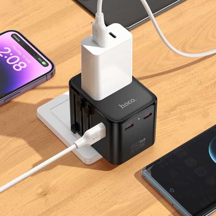 Picture of Hoco AC31 PD 25W 2 x Type-C and USB-A 3-Ports Global Universal Travel Charger - Black