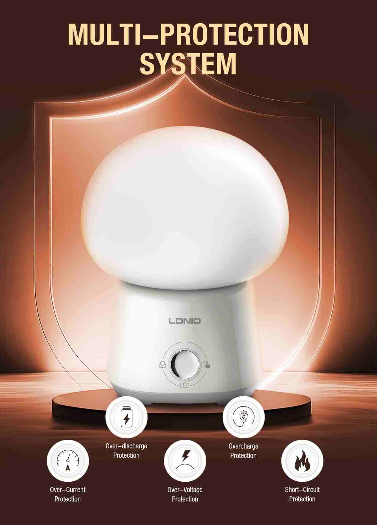 Picture of LDNIO Y4 Smart Desktop Night Light Sensor LED Night Lamp 3600mAh RGB Night Lights For Baby Children