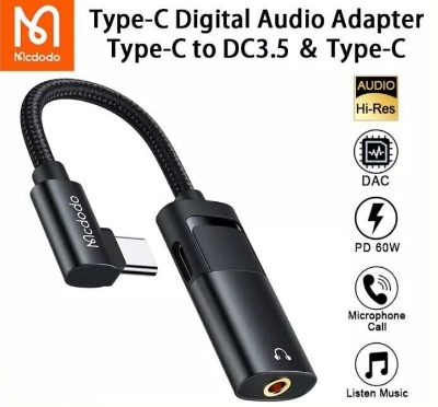 Picture of Mcdodo CA-188 60W USB-C to USB-C With DC 3.5MM Audio Adapter (Calling Supported)