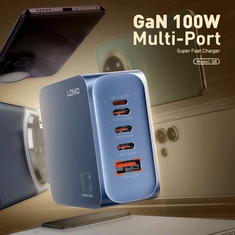 Picture of LDNIO Q8 100W GaN Fast Charger PD Charger 100W 5 Port 100W Charger