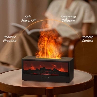 Picture of Fireplace A28 Diffuser Home Flame Humidifier Diffuser Essential Oils Air Diffuser with Remote Control