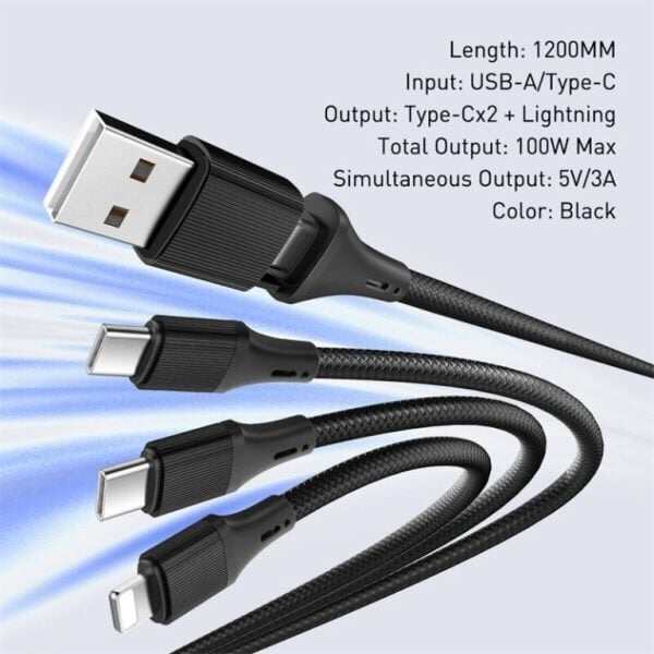 Picture of Ldnio LC97UC Two-for-Three 100W Fast Charging Cable